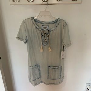 Denim lace up shirt dress